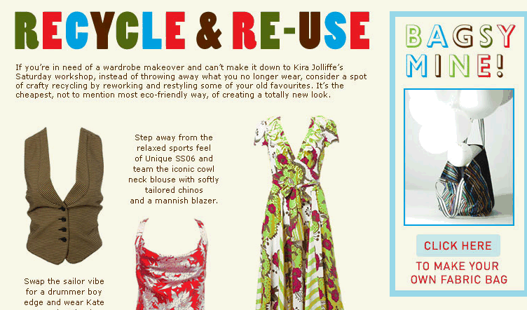 how to recycle clothes. Their site offers tips on how